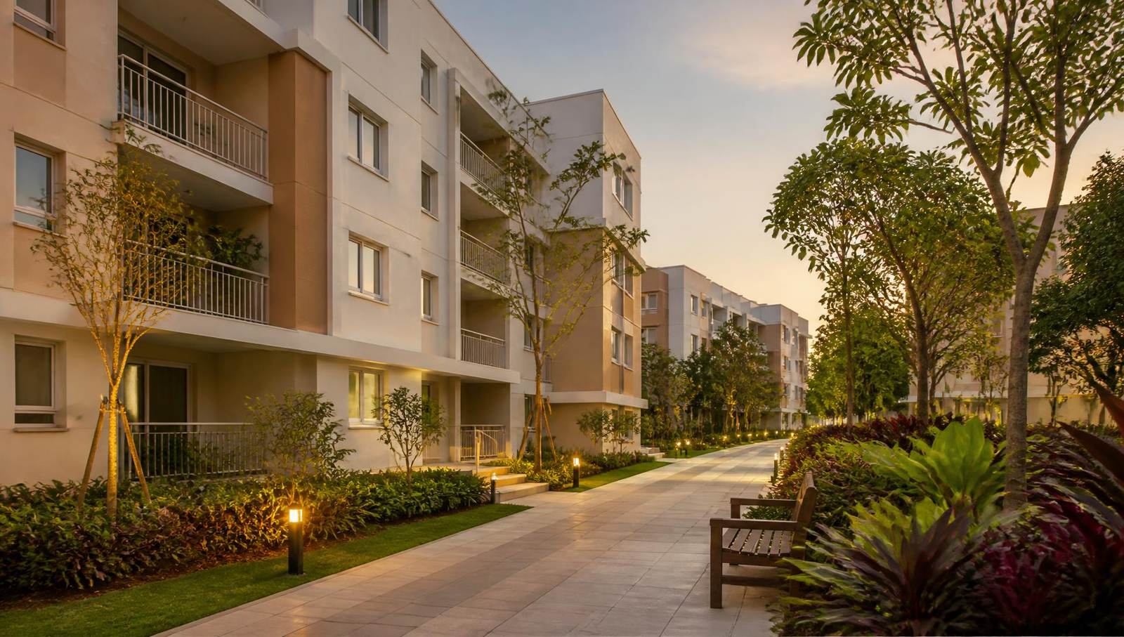 Empreendimento FG Negócios Imobiliários ao entardecer